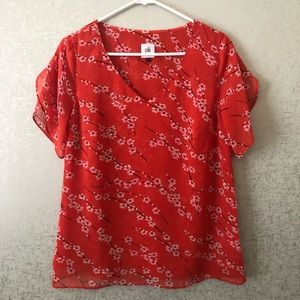 CAbi 5712 Cherry Blossom Split Sleeve Blouse